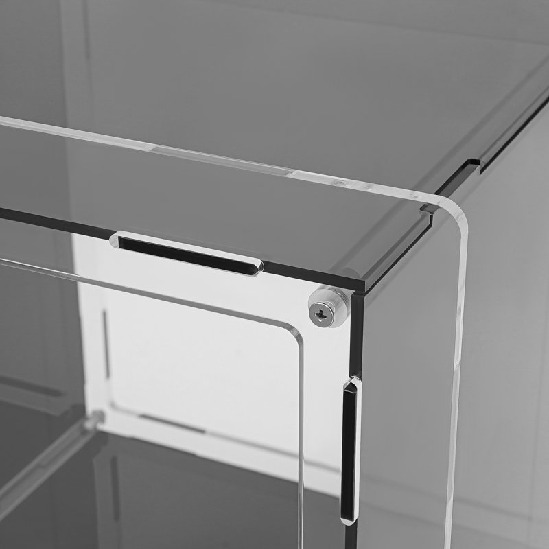 2 Tiers Acrylic Bedside Table With Open Storage Shelf, Black