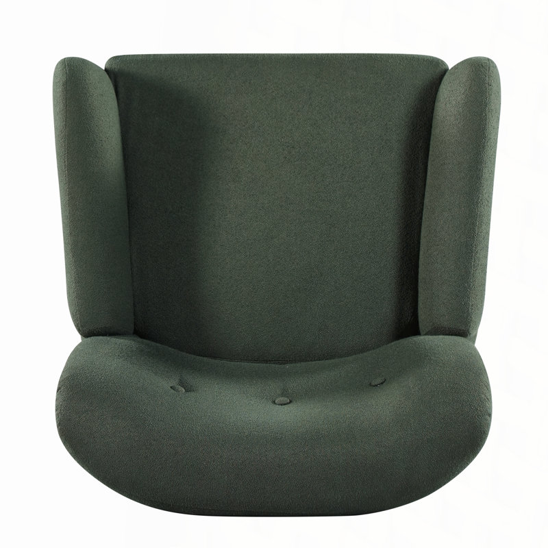 Fauteuil d'appoint moderne capitonné avec pieds en bois d'hévéa, Lin vert