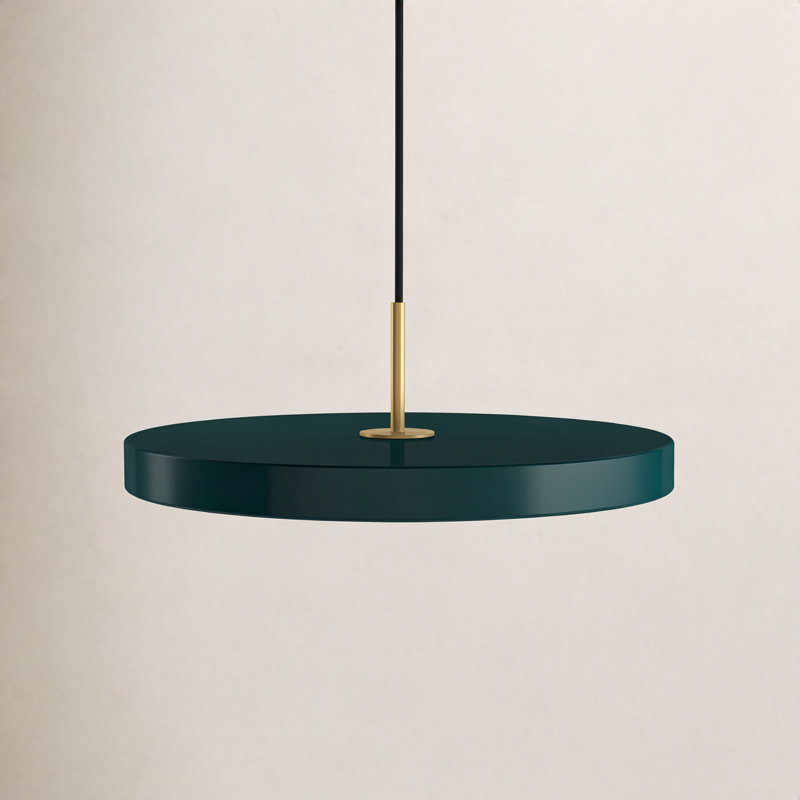 Luminaire suspendu tambour 1 lumière DEL Ivan, Vert forêt
