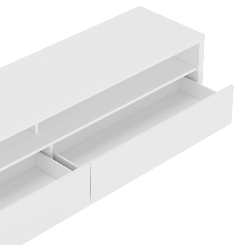 Contemporary Ketchum 70" TV Stand with Easy Snap Assembly and Full Extension Drawers, White