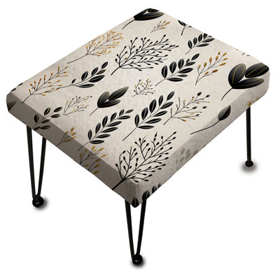 Chic Noir Floral Fusion - Repose-pieds rectangulaire floral