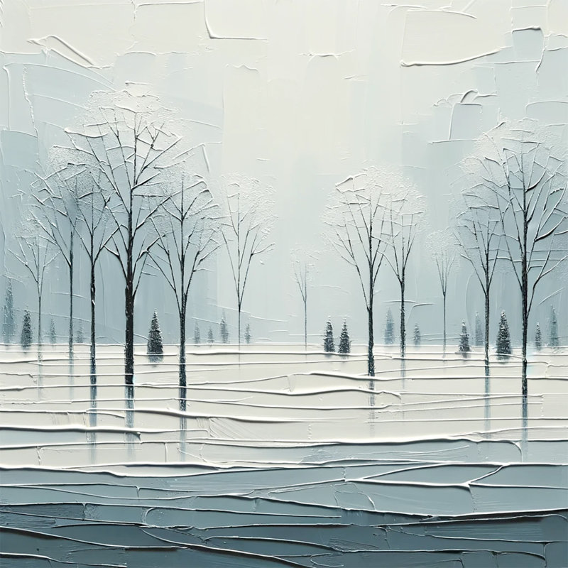 «Abstract Winter Calm: Textured Trees In Snowscape», reproduction sur toile, H 20 po x l 20 po x P 1,5 po