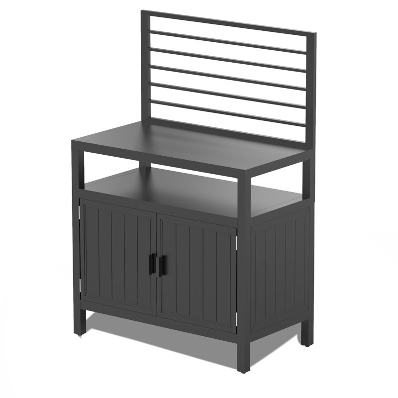 Armoire de rangement en aluminium pour îlot de cuisine extérieur à finition grise