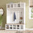 Farmhouse Wooden Style 78''H Modern Hall Tree With Wide Storage Seating Bench, Entryway Shoe Cabinet With 13 Compartments, Elegant Coat Rack With 6 Hooks For Mudroom, Living Room-1827871787