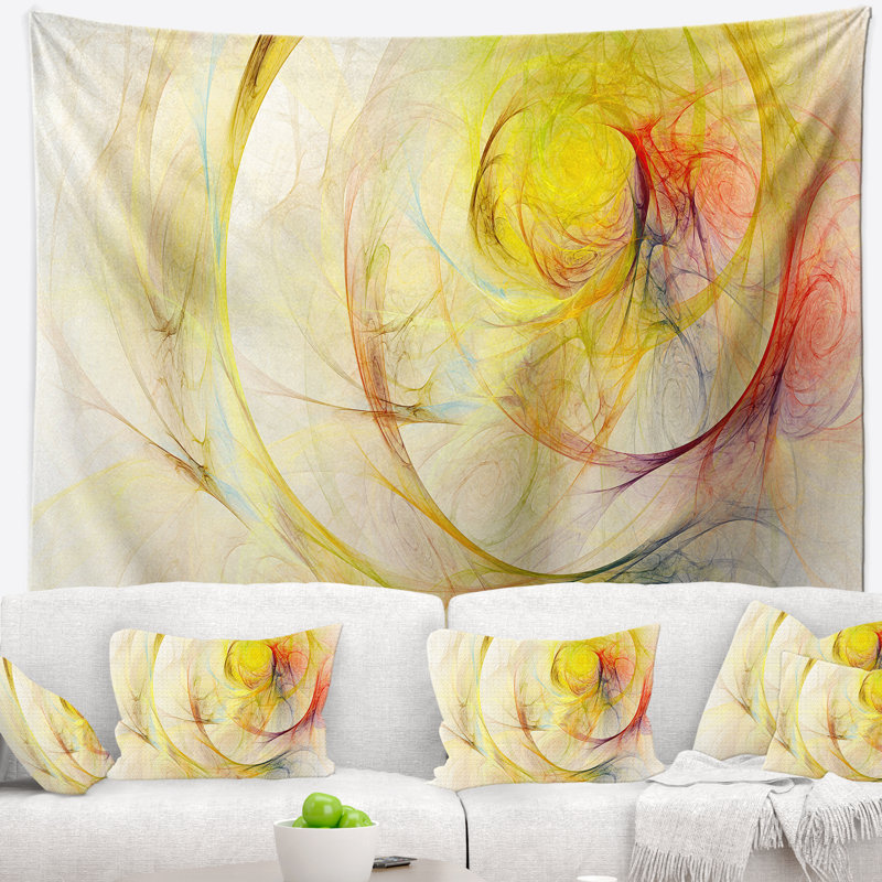 Tapisserie jaune de ciel d'orage, H 78 po x l 92 po