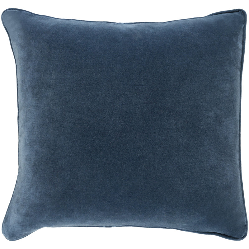 Slate Blue Cotton Square Throw Pillow with Down Fill