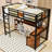 Twin XL Two Drawers Metal Loft Bed with Desk and Guardrails