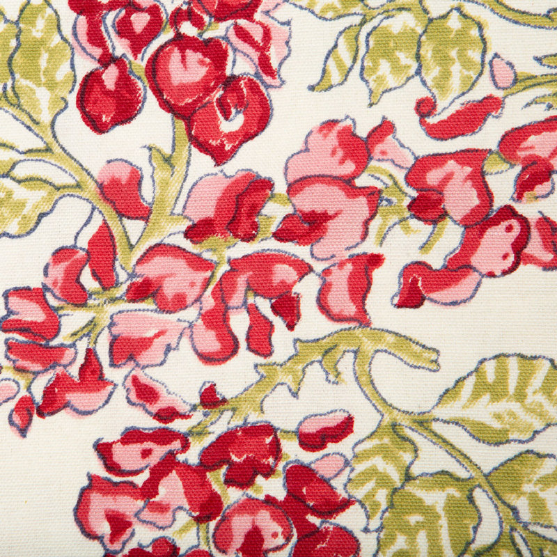 Wisteria Handmade Floral Tablecloth, 128" x 71", Pink/Green