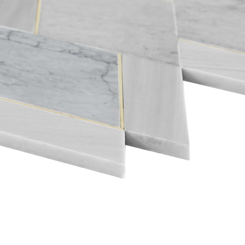 Enver Polished Marble And Brass Mosaic, Gray/Brass