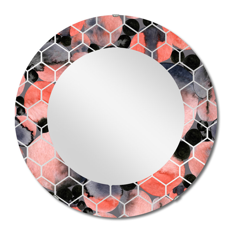 Abstrait géométrique à pois - Miroir mural moderne, 24 po x 24 po