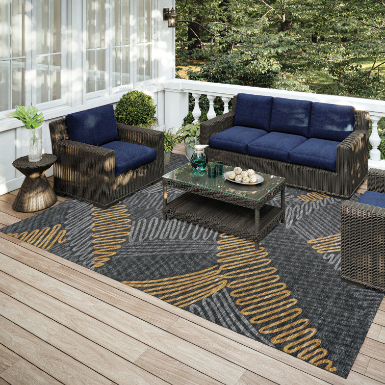 Chenille Washable Abstract Indoor / Outdoor Rug