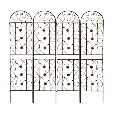 4 Pack Metal Garden Trellis 86.7" X 19.7" Rustproof Trellis For Climbing Plants Outdoor Flower Support Brown