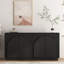 Buffet noir moderne avec rangement, grand buffet cannelé avec tablettes réglables, crédence, console d'appoint