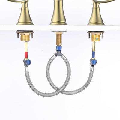 Robinet de lavabo de salle de bain espacé de 8 po - Or brossé - 2 poignées, 3 trous avec bec pivotant à 360 ° et finition design utilisateur