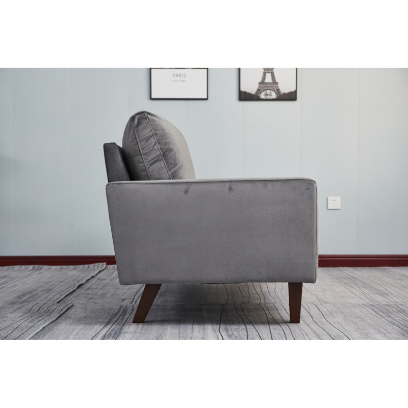 Canapé à accoudoirs carrés Seaddon, H 35 po x l 70 po x P 32 po, Velours gris velours