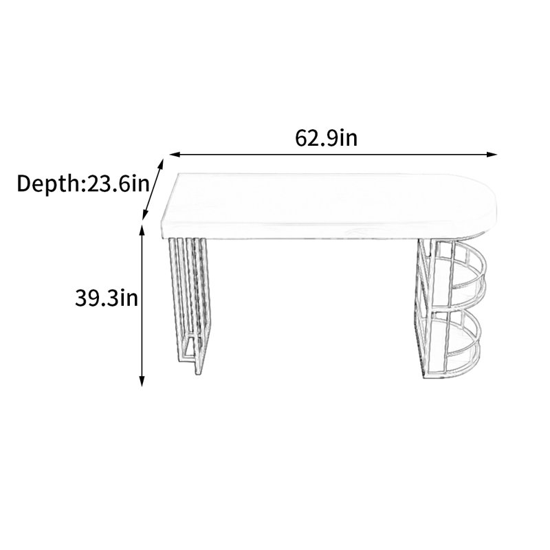 Table de bar en marbre Light Light, Doré, H 39,3 po x L 62,9 po x l 23,6 po