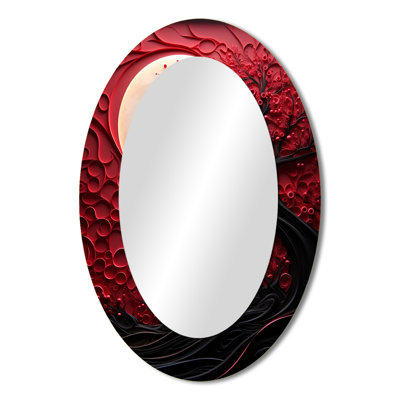 Red Moon Ruby Radiance - Red Modern Oval Wall Mirror