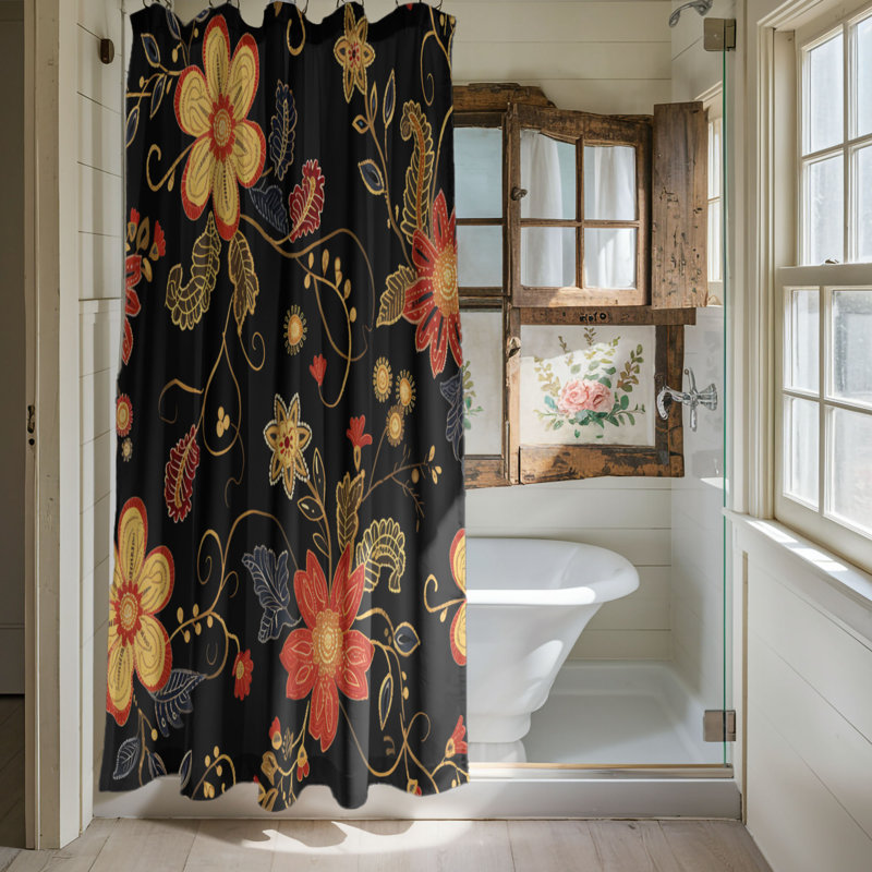 Aleigh Floral Shower Curtain, 74"H x 71"W