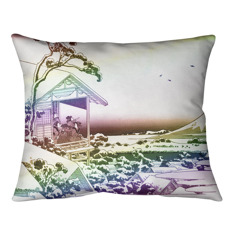 Coussin lombaire Tea House at Koishikawa, 14 po x 10 po, Arc-en-ciel, Duvet synthétique