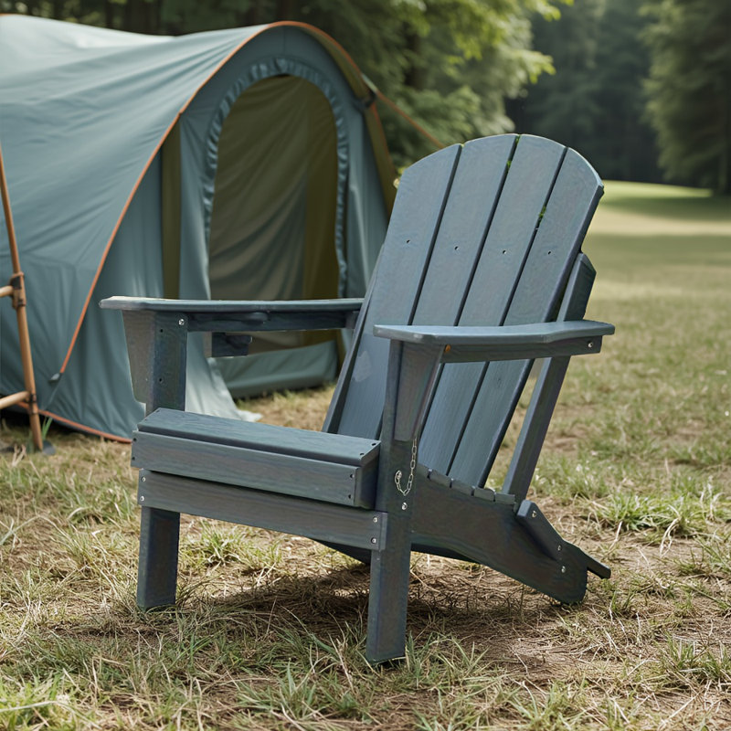 Chaise Adirondack pliante Hdpe avec porte-gobelet double - composite de texture bois, toutes saisons (capacité de 350 lb)