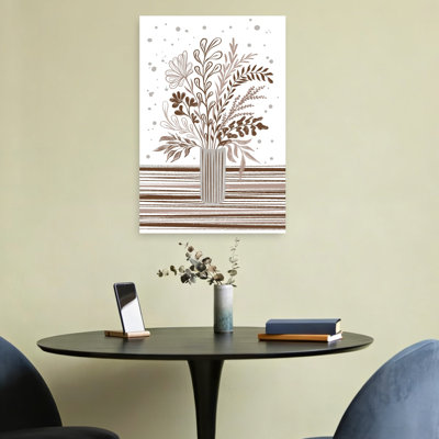 «Neutral Botanical Vase Abstract Contemporary Minimalist Nature Plant», reproduction d'art murale