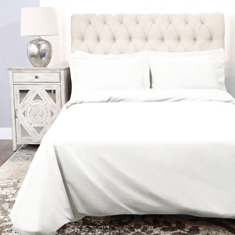 Ensemble de housse de couette 100% coton 300 fils 300 fils, Housse de couette simple + 1 taie décorative, Marine