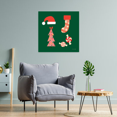 Contemporary Art Abstract Contemporary Christmas Tree Landscape Nature Art by Ann Kelle - Wrapped Canvas Print