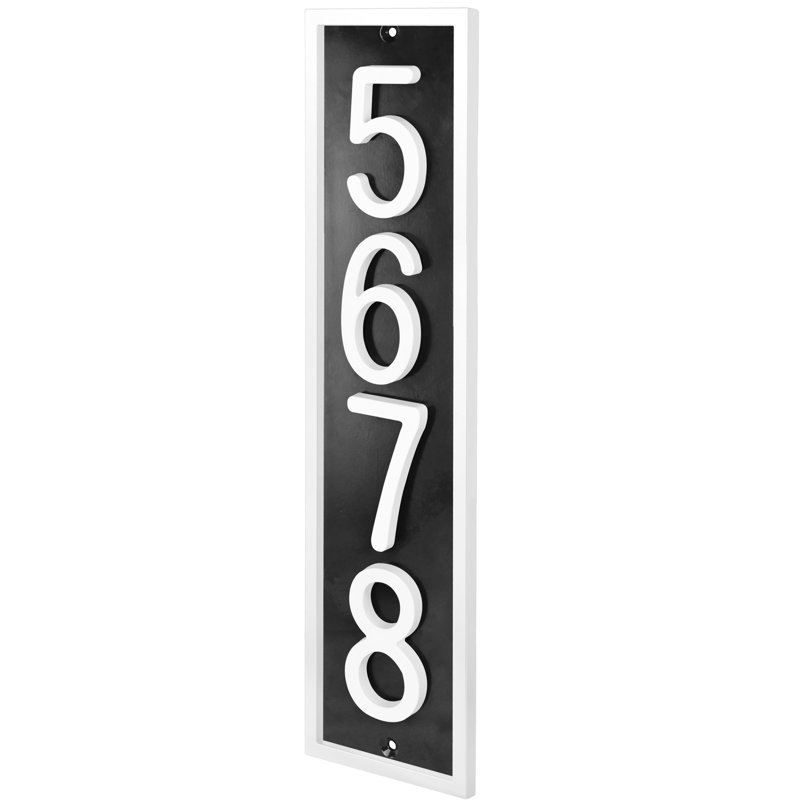 Plaque d'adresse flottante en aluminium Royal Shade, Blanc, Oui, Noir