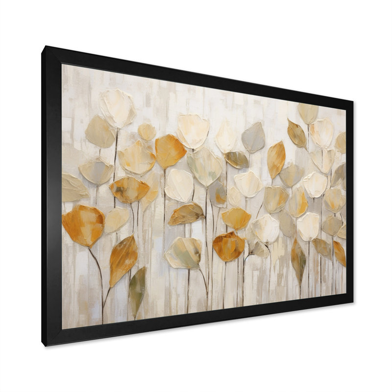 «Beige Botanical Impressions II - Abstract Botanicals», art mural, Impression encadrée, H 24 po x l 32 po, Noir