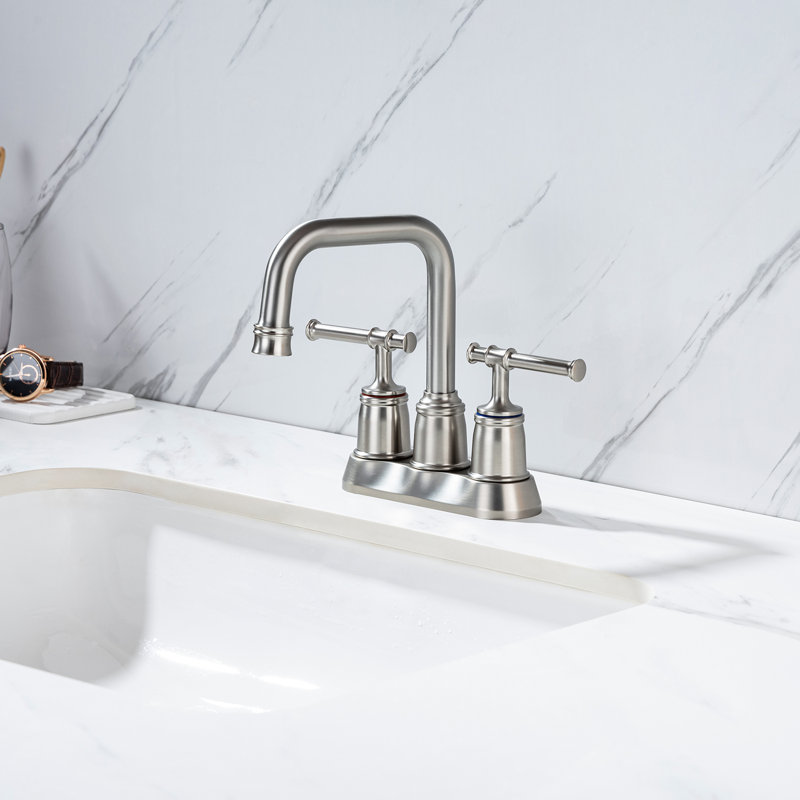 2-handle Bathroom Faucet with Drain Assembly, Brushed Nickel