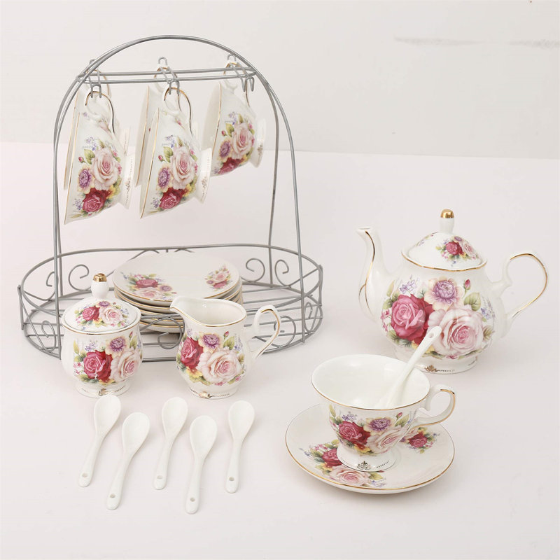 DNGJU 32oz. Floral Teapot Set