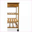 Chariot de service de cuisine | Bambou contemporain | Tablettes à 3 niveaux, tiroirs, roulettes | L 14,5 po x P 15 po x H 34,5 po | Naturel | Bambou