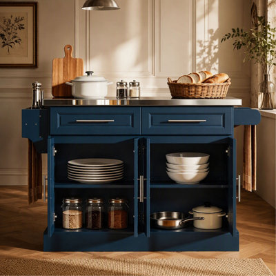 Nordic Style Kitchen Island,Kitchen Storage Cabinet,Kitchen Cart on Wheels