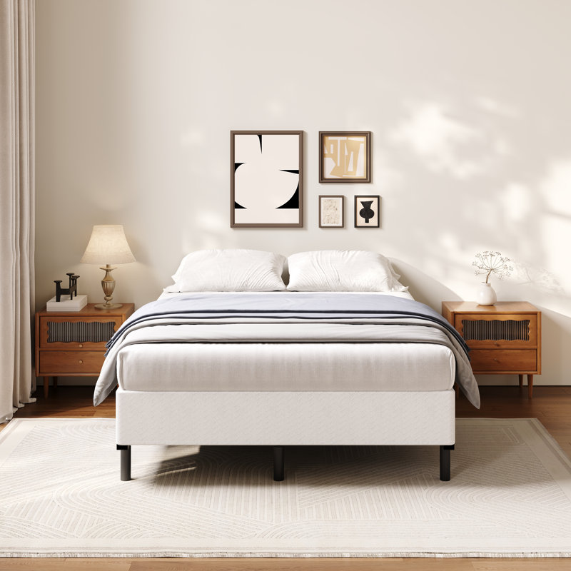 Sommier Queen de 23 cm (9 pouces), sommier robuste de 1360 kg (3000 lb), base de matelas Queen en métal avec housse en tissu, montage facile sans outils, silencieux