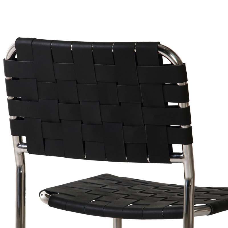 Chaise en porte-à-faux Bailee, Cuir de grain supérieur noir, Argent