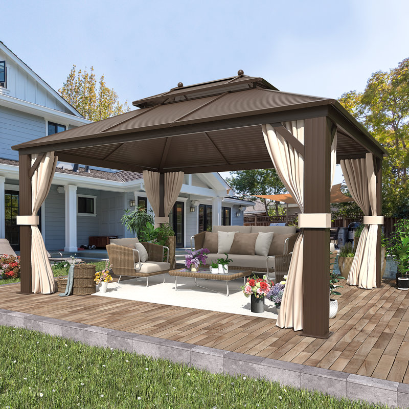 Pavillon de jardin en aluminium de 13 pi x P 10 pi, Pavillon de jardin PRO Premium