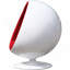 Chaise en fibre de verre boule et cachemire rouge cachemire / blanc brillant