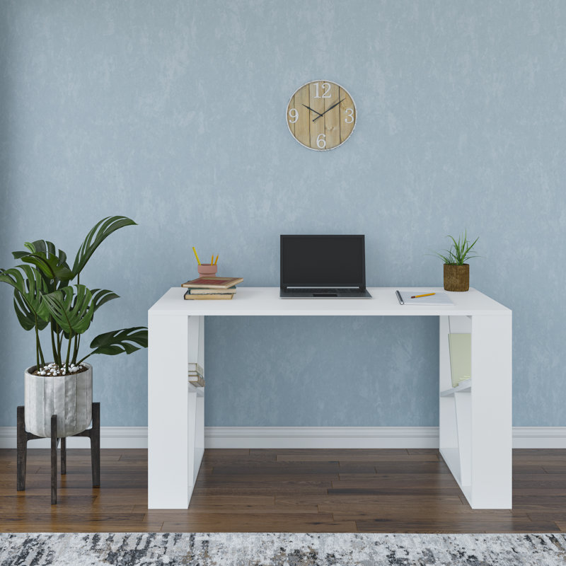 Adalard 2 Tier Modern Desk, White