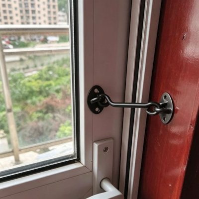 Rack Stainless Steel Cabin Hook  Heavy Duty Window Door Wind Hook With Screws 3/4/6/8 Inch Safety Eye  For Cabin Gate Window