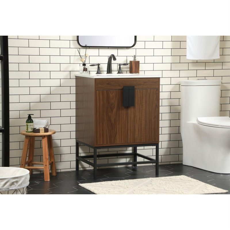 Ensemble de meuble-lavabo simple 24 po Eugene, Noyer