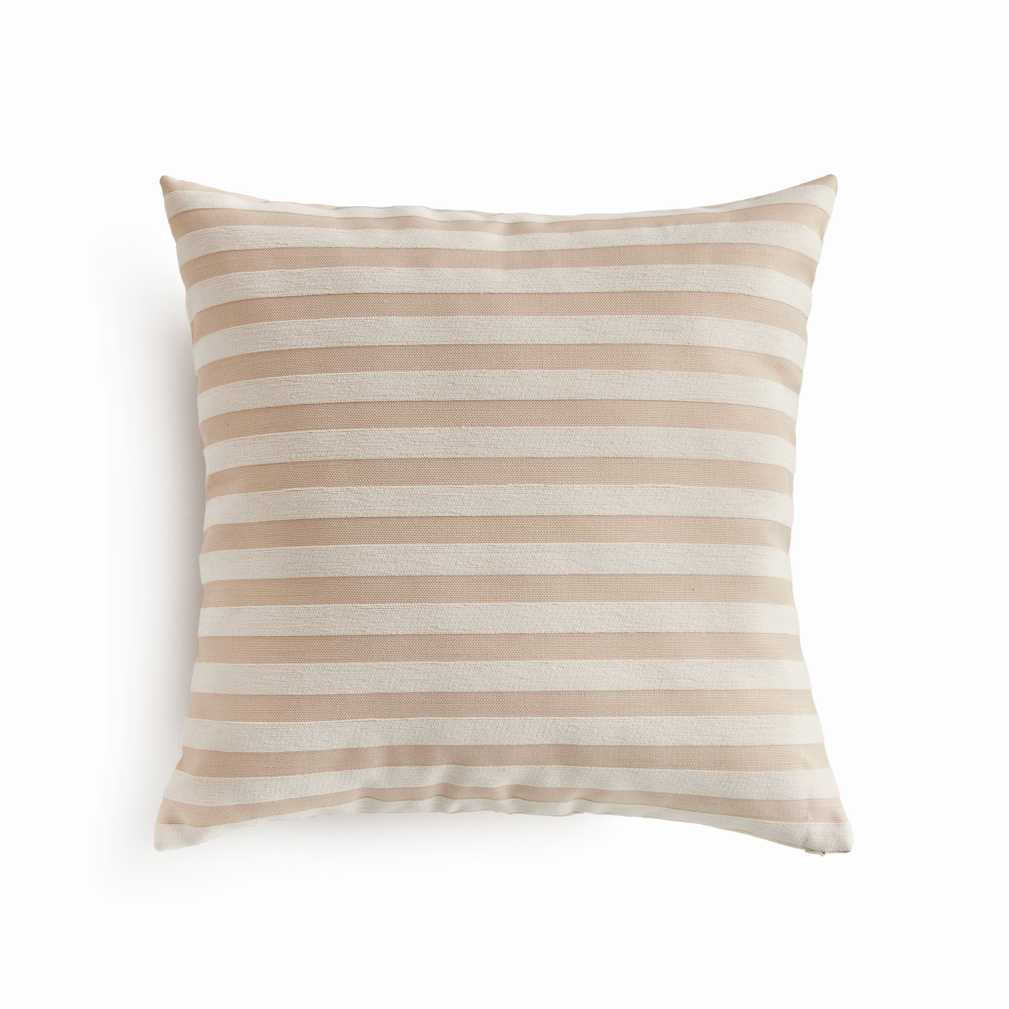 Striped Indoor/Outdoor Reversible Throw Pillow, Khaki/Cream, Square 20"