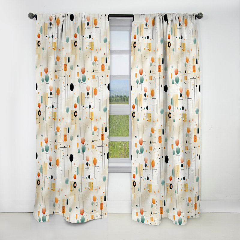 Minimalism Beige Ferns Pattern - Abstract Curtain - Blackout Geometric Curtain - 1 Panels, 52" W x 108" L