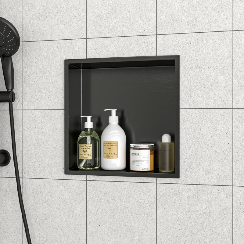 Niche de douche en acier inoxydable 12 po x 12 po, Bronze industriel-noir