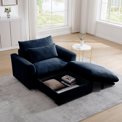 Canapé en velours côtelé Bule, canapé modulaire avec repose-pieds de rangement, canapé à siège profond pour salon / appartement / bureau moderne