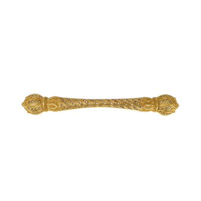 GLENDALE  5" CENTER TO CENTER PULL DECORATED WITH LIGHT COLORADO TOPAZ SWAROVSKI CRYSTALS IN MUSEUM GOLD PLATE