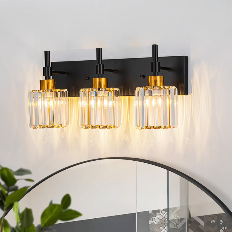 Corless Dimmable Vanity Light, 3, Black/Gold