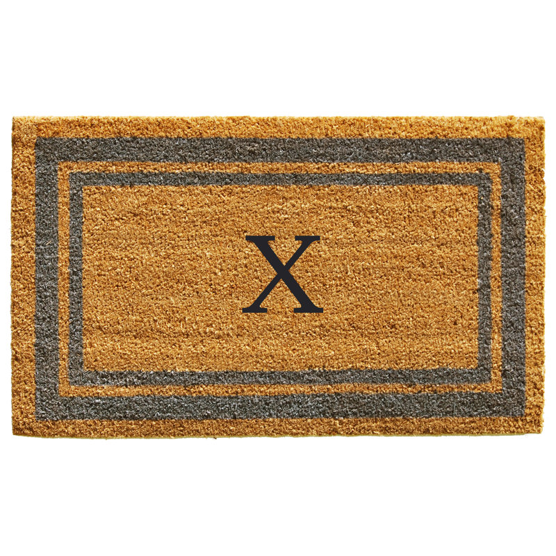 Tapis d'entrée antidérapant Stortz, Rectangle 2 pi x 3 pi, X, Pervenche / jaune
