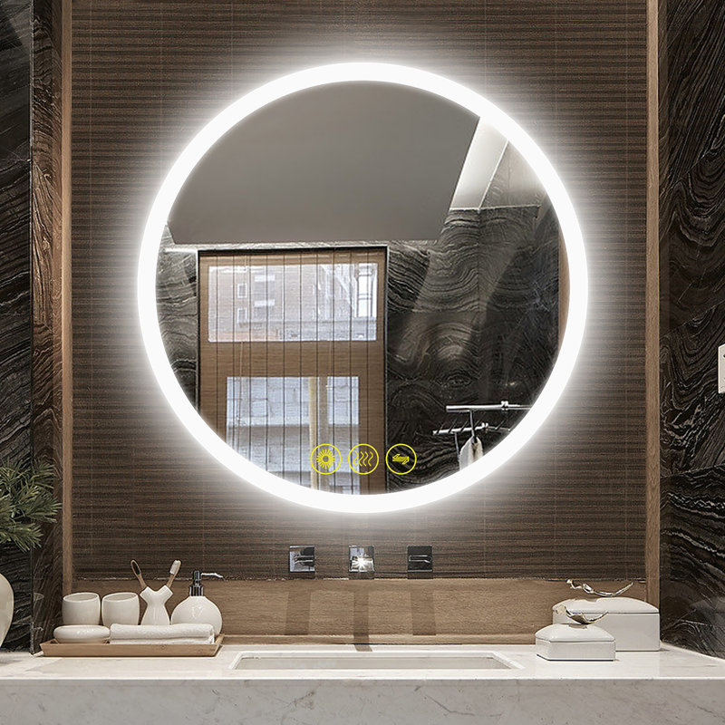 Airalyn Led Round Anti-Fog Bathroom Mirror with Adjustable Lighting: Perfect for Your Bedroom Vanity, 32" x 32"