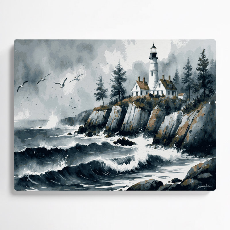 Art mural en métal nautique gris Maine, H 11 po x l 14 po
