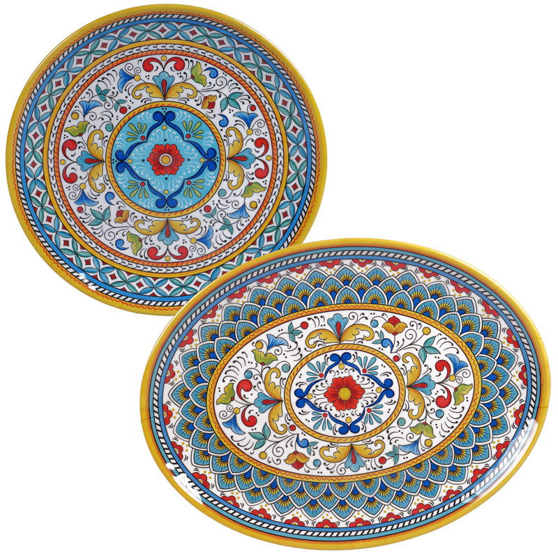 Colorful Melamine Round and Oval Platter Set